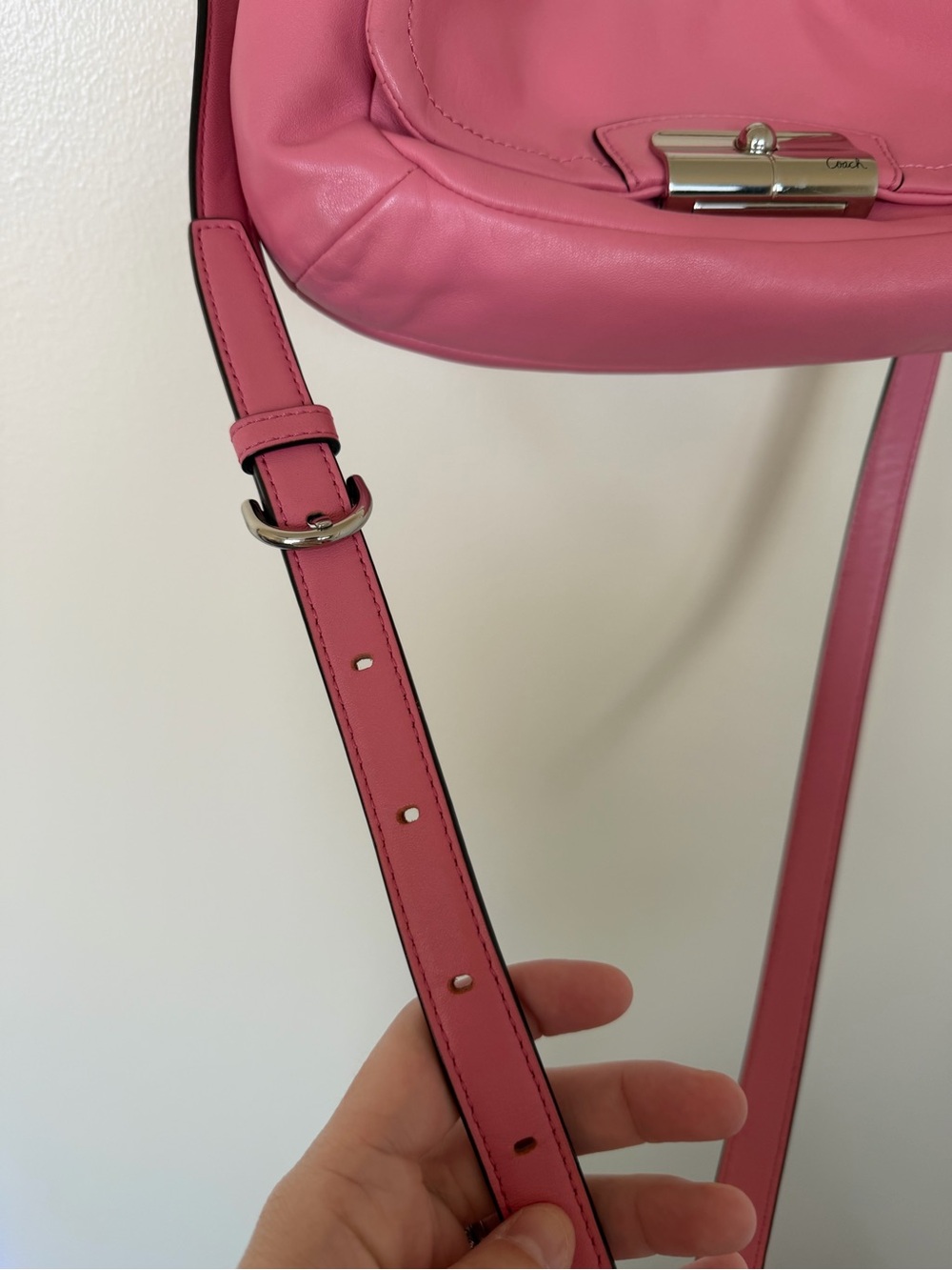 COACH Kristin Vintage Pink Leather Shoulder Crossbody Hobo Bag Purse F22308 - Picture 10 of 16